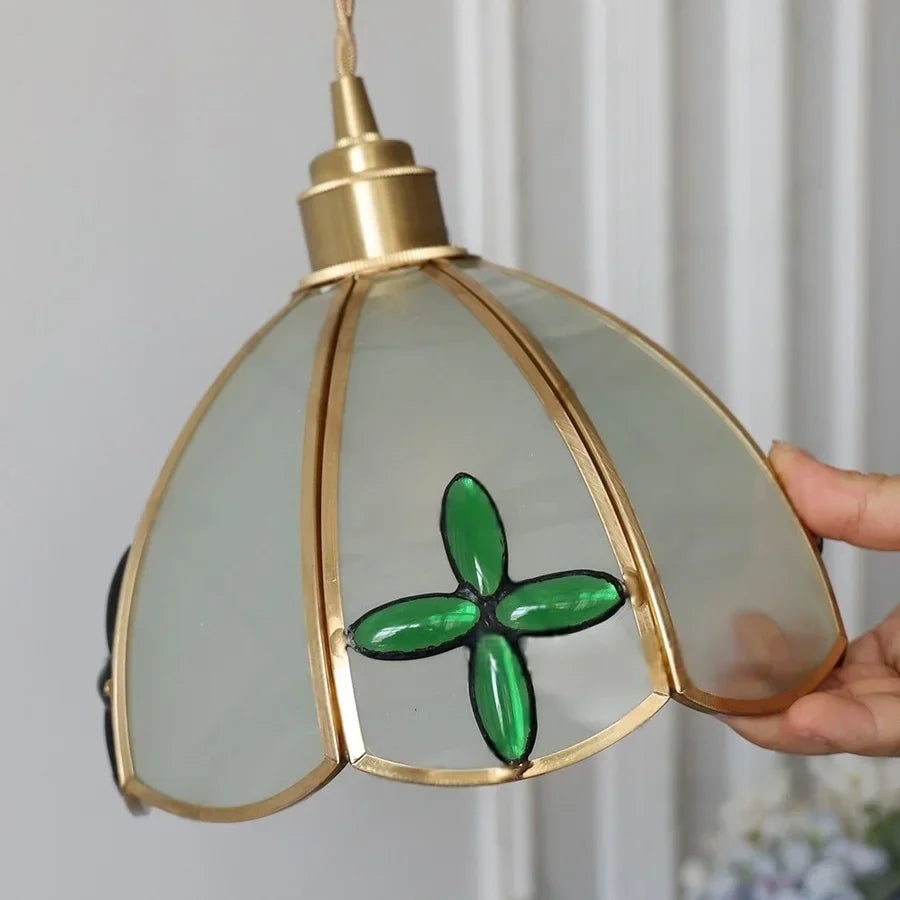 Tiffany Glass LED Wall Sconce Pull Chain Switch Bedroom Foyer Lamp