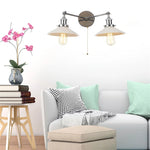 Glass 2-Light Wall Sconce with Pull Chain Switch for Bedroom and Bathroom