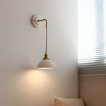 Afralia™ Ceramic Canopy LED Wall Lamp Copper Arm Modern Home Decor Applique Murale