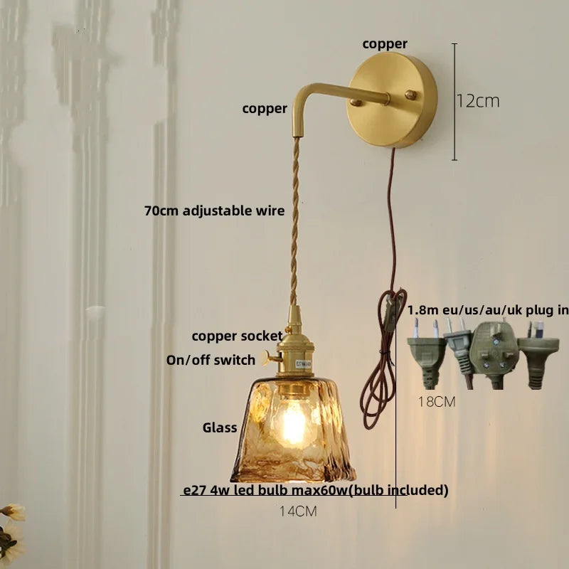Afralia™ Vintage LED Wall Light Up Down Rotate Pull Chain Switch Bedside Lamp