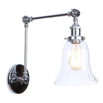 Chrome Industrial LED Wall Sconce Swing Arm Clear Glass Lamp