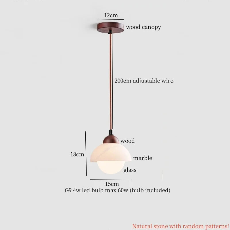 Afralia™ Marble LED Pendant Lights for Kitchen Bedroom Living Room - Nordic Modern Hanging Lamp