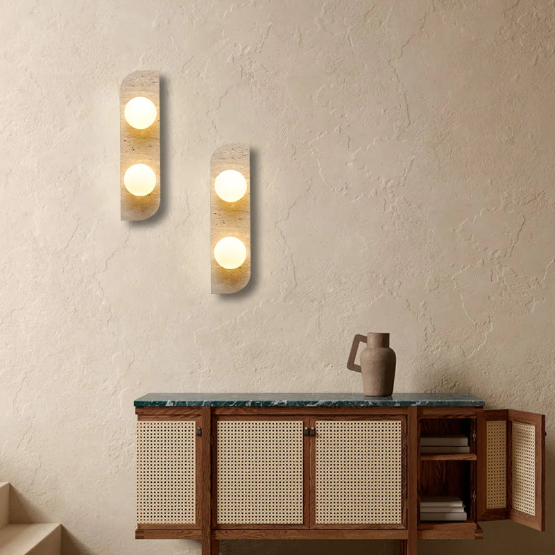 Natural Travertine Stone LED Wall Lamp