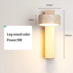 Travertine Wall Sconce Light Wood Rotatable for Bedroom Bedside