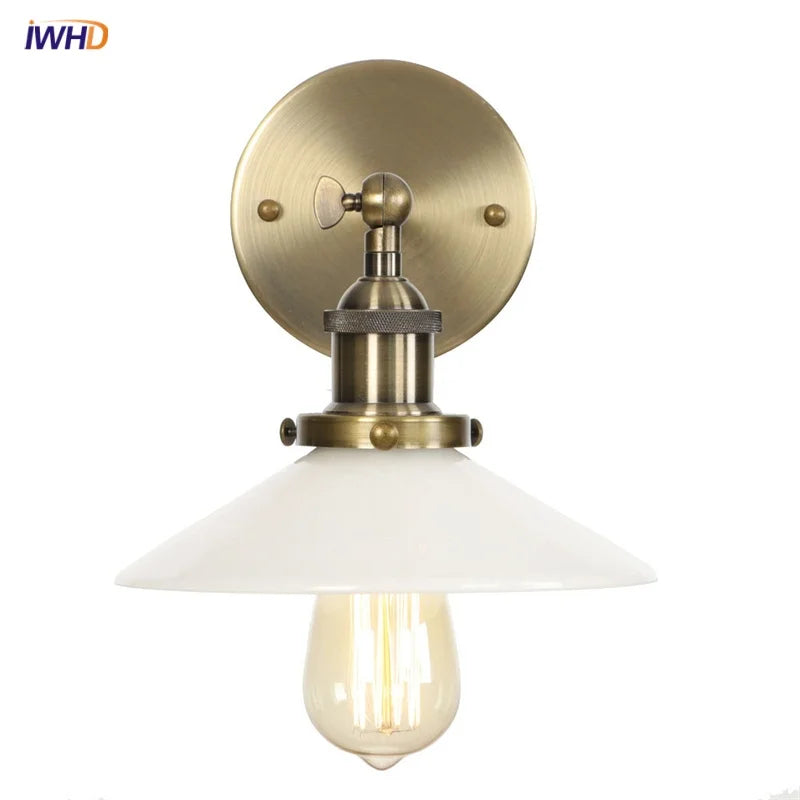 White Glass LED Wall Light Sconce Vintage Bedroom Lamp Industrial Wall Lights