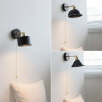 Wood Copper Wall Sconce Modern LED Fixture Bedside Lamp Bar Rotate Black