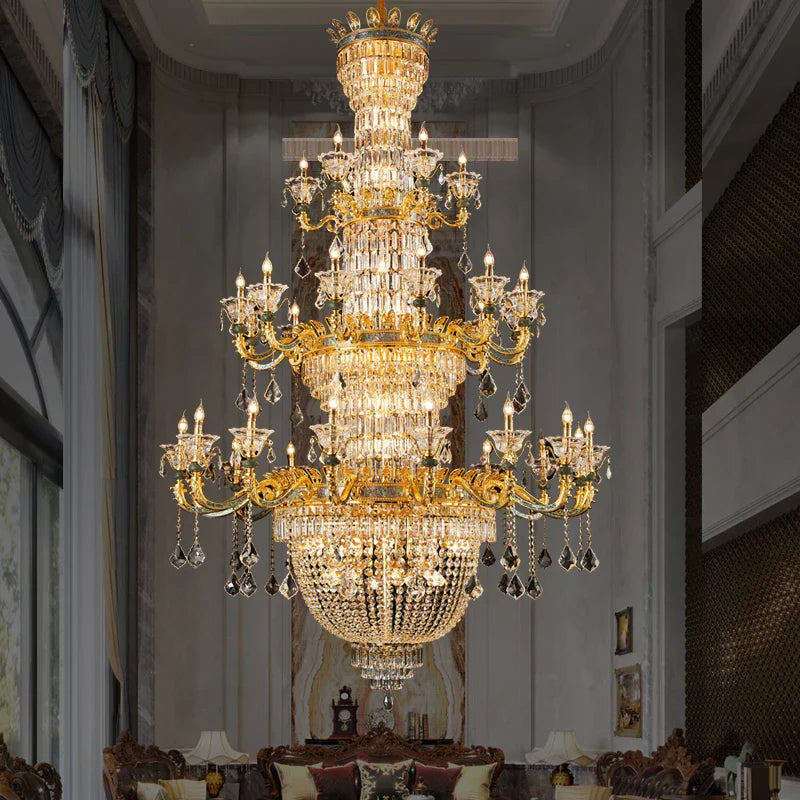 Luxe Crystal Chandelier: Elegant Copper Living Room Dining Candle Light