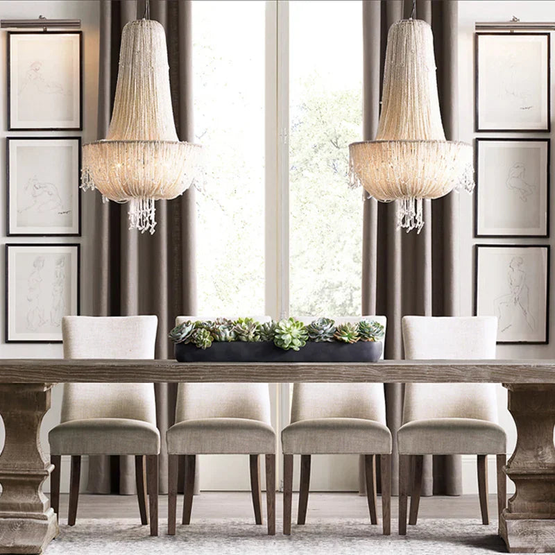 Tassel Crystal Pendant Chandelier for Luxury Living Room Villa Bedroom