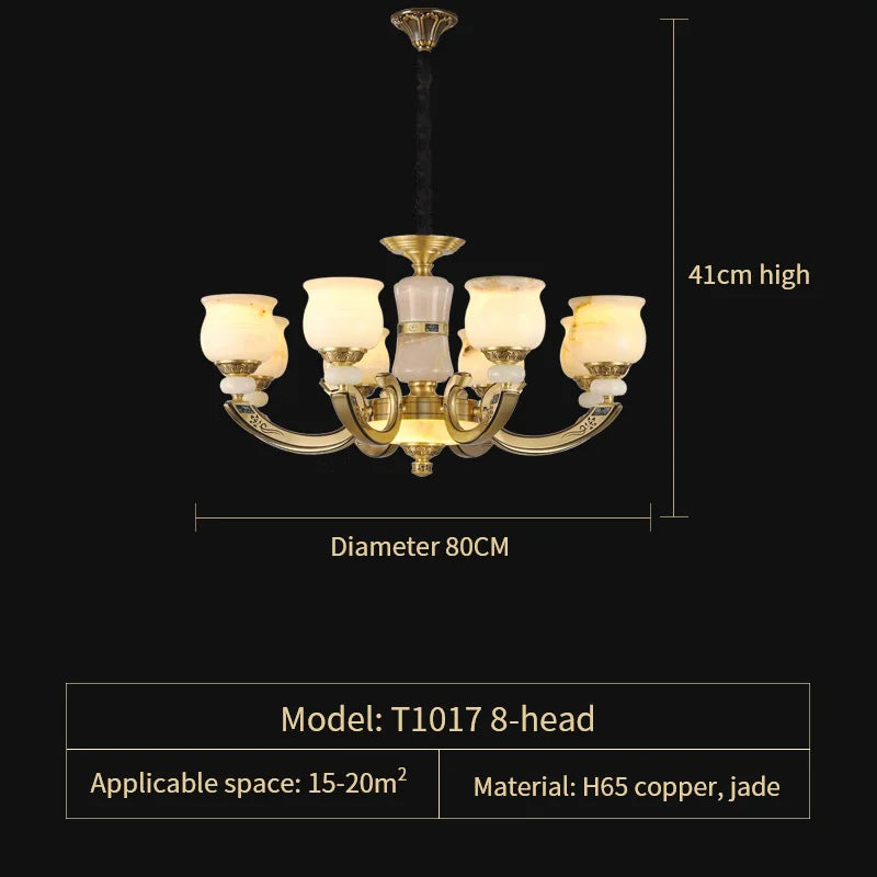 Copper Jade Pendant Lamp: Modern Chinese Style Dining Room Decor for Villas