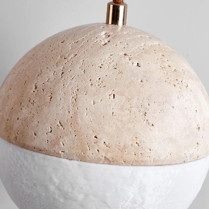 Yellow Travertine LED Pendant Light - Modern Nordic Style Dining Room Fixture.