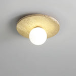 Yellow Travertine Glass Stone LED Ceiling Lamp