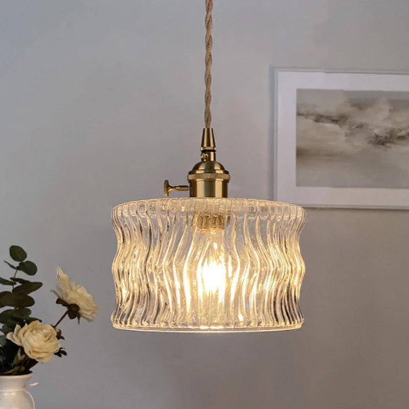 LED Brass Pendant Lamp Modern Clear Glass Dining Light
