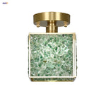 Crystal Glass LED Ceiling Light Copper Canopy Nordic Modern Design