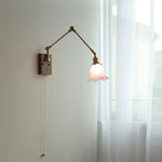 Pink Glass Wall Sconce with Rotatable Arms - LED Stair Light Fixtures