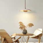 Wood Stone LED Pendant Lights Yellow Travertine Hanging Lamp for Living Room