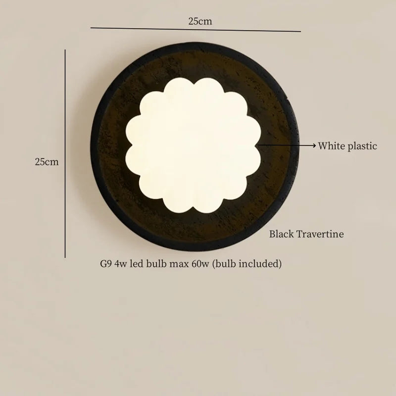 Afralia™ Wabi Sabi Black Travertine LED Wall Sconce for Home Living Lights