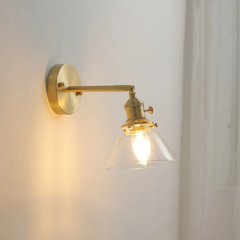 Glass Copper LED Wall Lights Modern Style for Indoor Bedroom Living Room