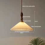 Copper Glass Pendant Light Fixture with Wood Handle & LED Bulb