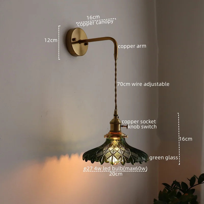 LED Copper Wall Light for Bathroom Mirror and Hallway - Glass Luminaria De Parede