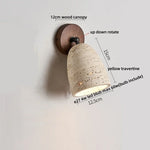 Yellow Travertine LED Wall Lights with Pull Chain Switch, Modern Rotate Bedside Lamp