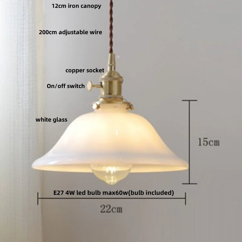 White Glass LED Pendant Lamp - Modern Nordic Hanging Light