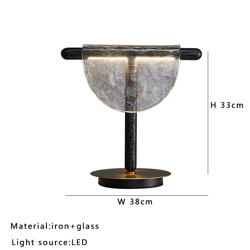 Amber Glass Table Lamp: Nordic Minimalist LED Nightstand Decor