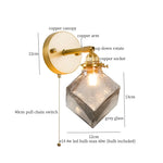 Afralia™ Grey Glass LED Wall Lamp Bedroom Living Room Loft Modern Copper Wandlamp