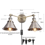 Afralia™ Industrial Vintage LED Wall Light Iron Gold 2 Heads Simple Lamparas De Pared.