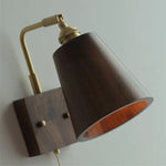 Loft Wood LED Wall Light Fixture Rotatable Bedside Lamp Vintage Walnut