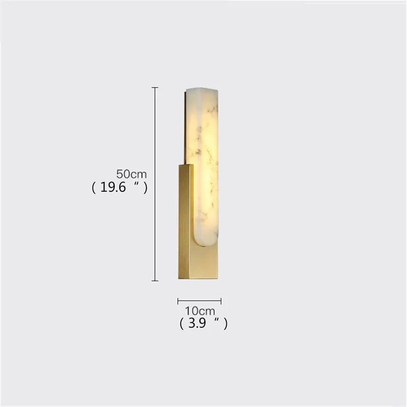 Grey Metal LED Marble Wall Sconce Lamp for Nordic Modern Bedroom