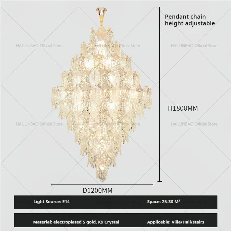 Modern Villa Rotating Crystal Chandelier