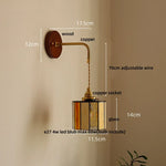 Adjustable LED Wall Lamp Sconce Copper Wood Glass Stair Light