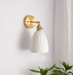 Afralia™ Nordic Ceramic LED Wall Sconce | Brass Wall Light Fixture for Living Room Bedroom