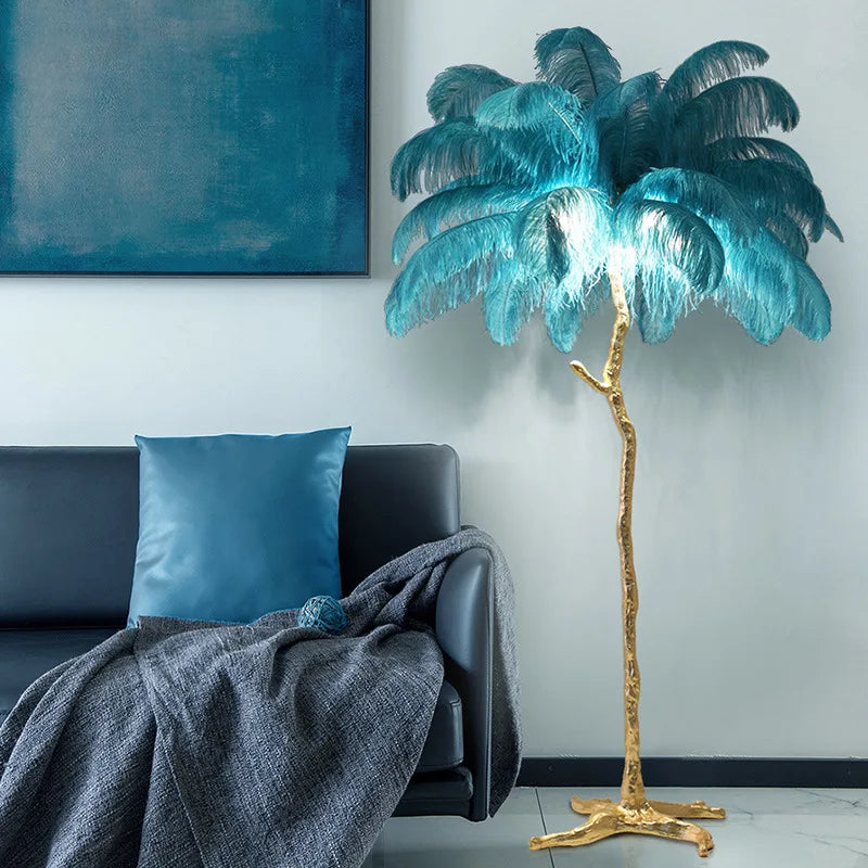 Elegant Feather Floor Lamp with Adjustable Bulbs for Stylish Home Decor