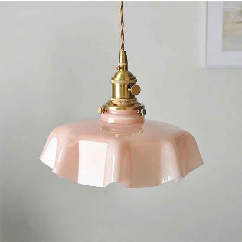 Afralia™ Pink Glass Art LED Pendant Light for Dining Room & Cafe