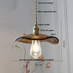 Wood Amber Glass LED Pendant Light Fixture - Nordic Modern Hanging Lamp