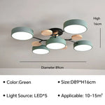 Modern LED Ceiling Lamp - Wood Round Ceiling Lights Macaron Chandelier