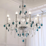 Blue Crystal Chandelier: Luxury E14 Pendant Lights for Living Room and Bedroom