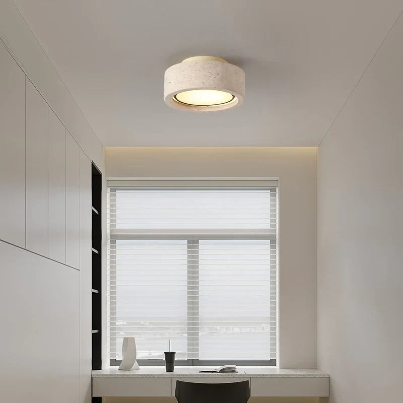 Yellow Travertine LED Ceiling Lamp Art Decoration for Home Lighting