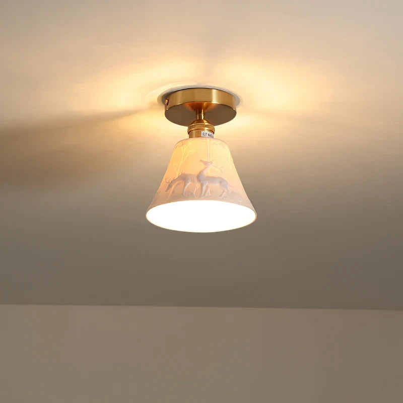 Ceramic LED Ceiling Light Modern White Porch Balcony Luminaria