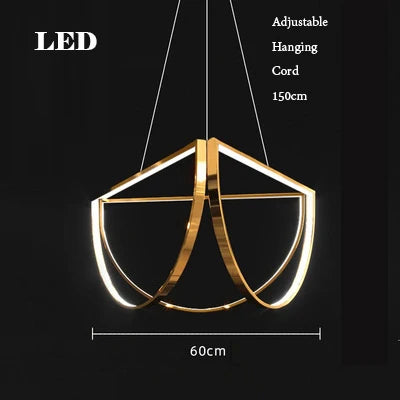 Black Gold Geometric LED Chandelier - Postmodern Indoor Hanging Lamps for Living Room