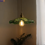 Green Glass LED Pendant Light - Nordic Modern Copper Luminaire Suspendu