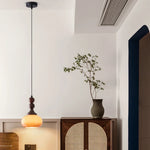 Wood Glass LED Pendant Lamps | French Vintage Hanging Light