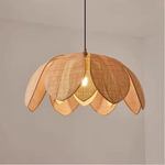 Wabi Sabi Rattan Pendant Lights for Dining Room - Petal Design LED Droplight