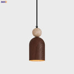 Yellow Travertine Stone LED Pendant Light: Modern Iron Fixture for Home Decor
