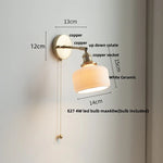 Copper Wall Light Fixture Bedroom Bedside Sconce White Ceramic Lamp