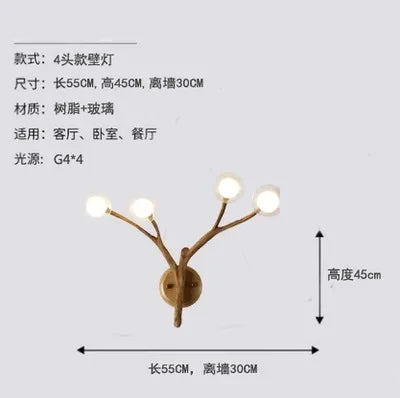Retro LED Chandelier Living Room Study Bedroom Art Brown Pendant Light