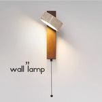 Travertine Wall Sconce Light Wood Rotatable for Bedroom Bedside