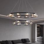 Smoky Gray Glass Chandelier LED Pendant Light for Luxe Dining Room