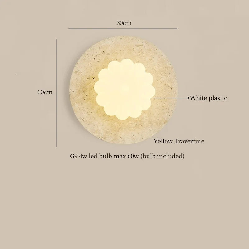 Afralia™ Modern Cotton LED Wall Lamp Pull Chain Switch Yellow Travertine Nordic Bedroom Living Room